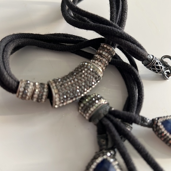 Sterling silver chocked necklace with crystals and real gem stone - Picture 7 of 7